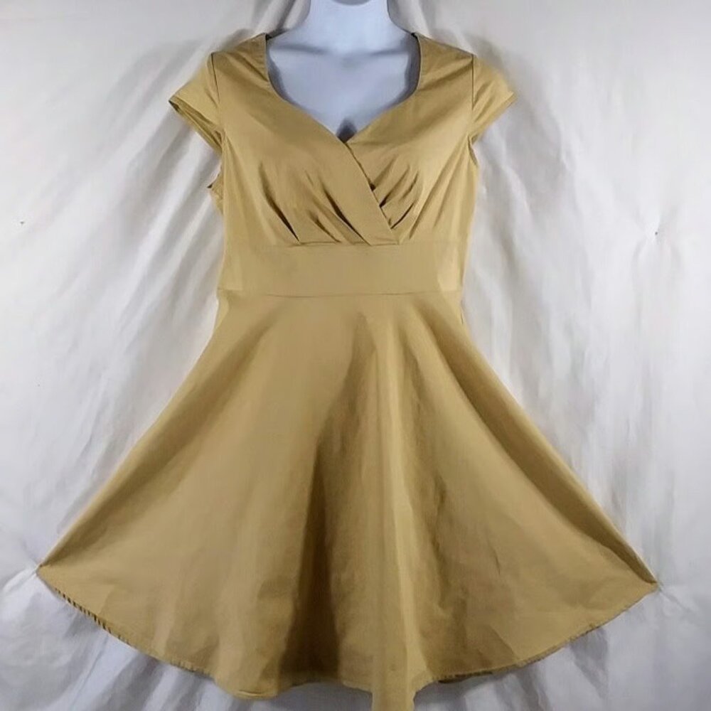 Bbonlinedress Women's Beige Short Sleeve Fit & Flare Dress Plus Size 3XL